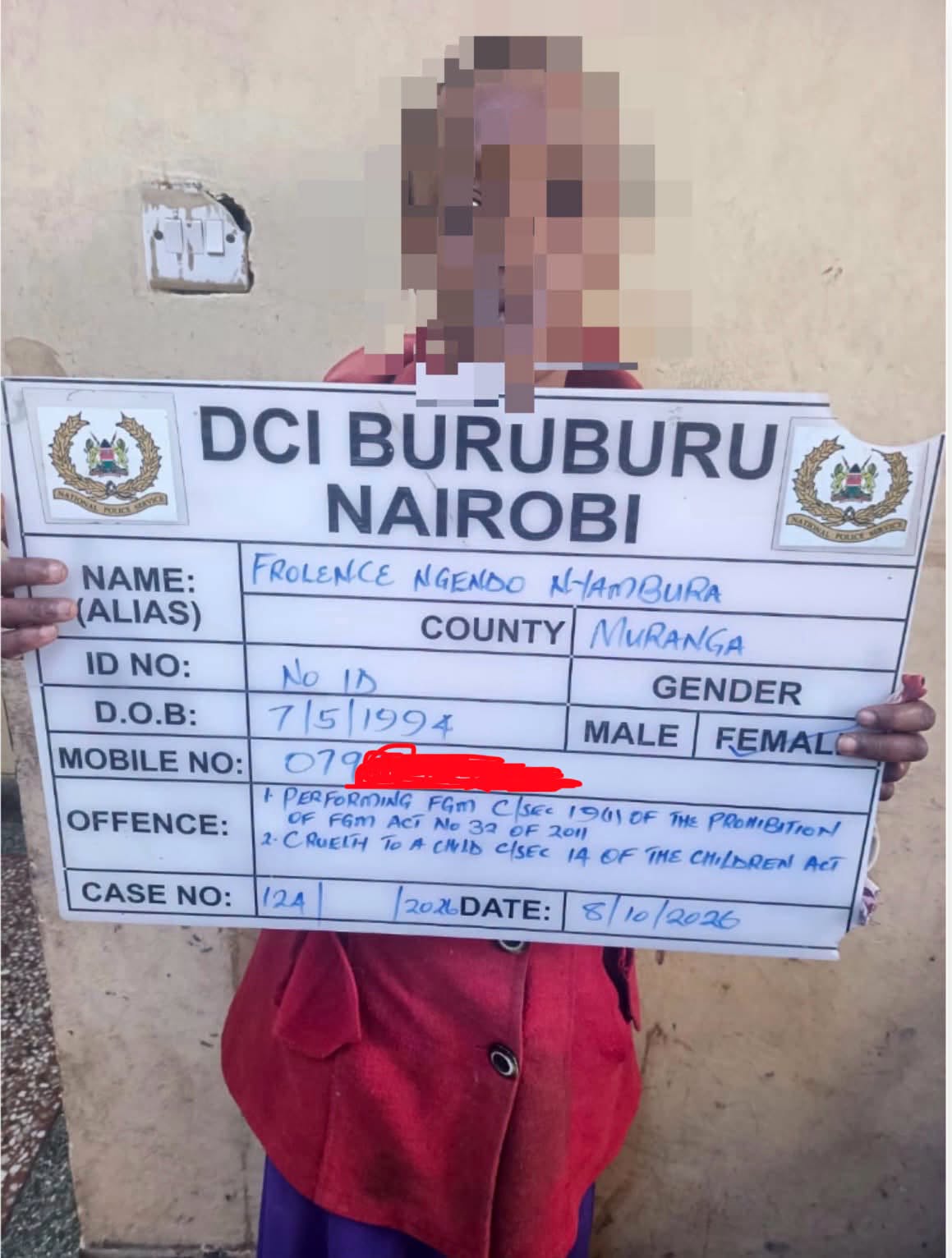 Police arrest suspect in suspected FGM case in Dandora, Nairobi