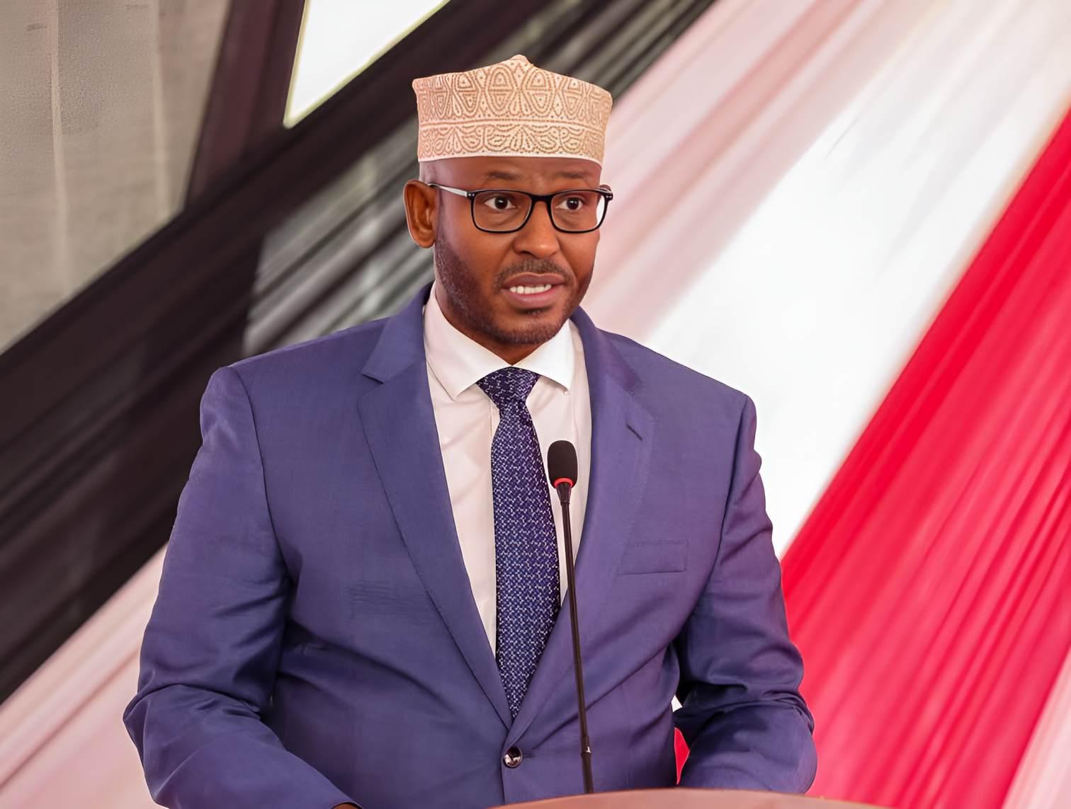 Wajir Governor Ahmed Abdullahi speaking at a public event.
